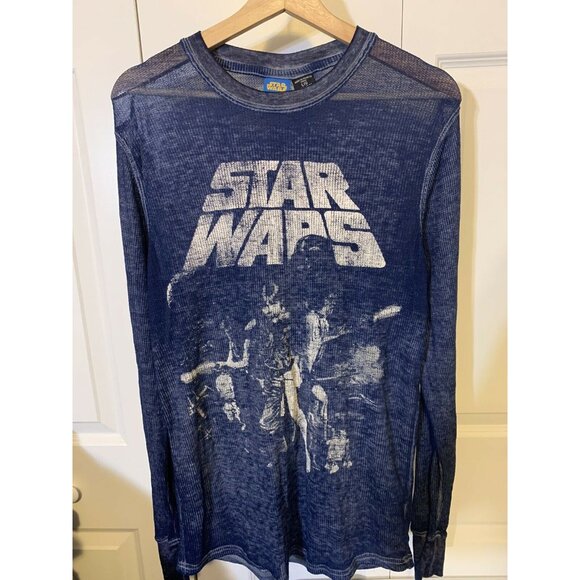 Star Wars T Shirt Men’s Sz L All Over Print Blue Long‎ Sleeve - Picture 6 of 7